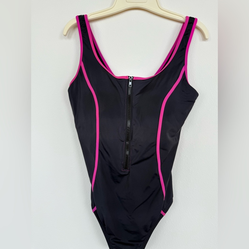 Swimsuits for All Women’s Size 14 One Piece Zip Front Swimsuit.